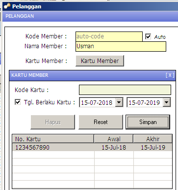 Input kode member