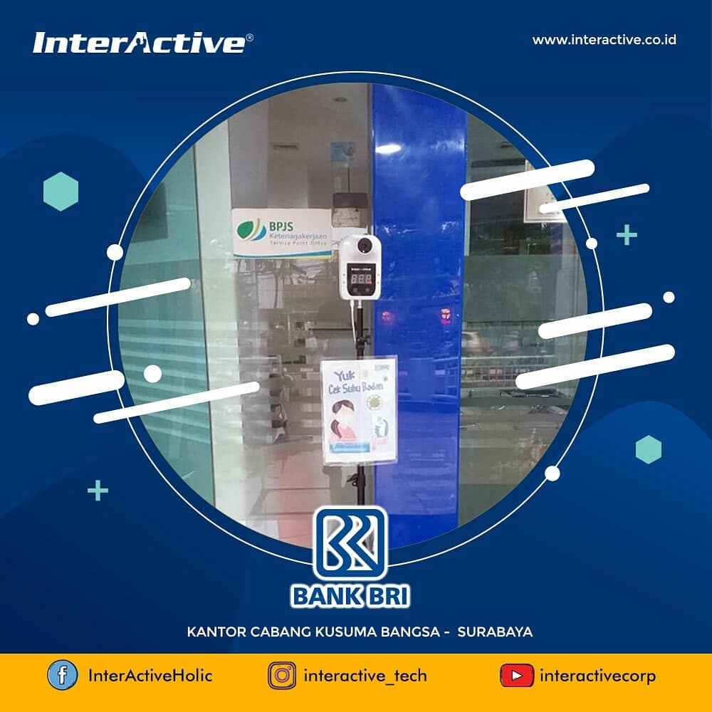 Klien InterActive, fever-and-mask-detection,Bank BRI kantor cabang Kusuma Bangsa Surabaya, Thermowall 1.0