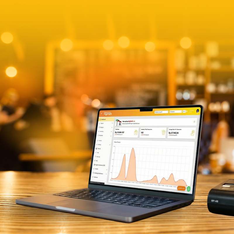 Laporan bisnis MyProfit pada laptop